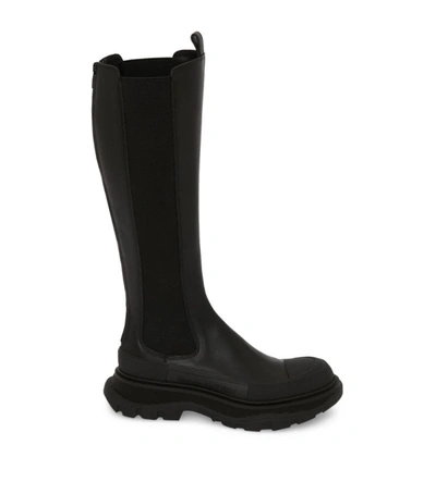 Shop Alexander Mcqueen Leather Tread Slick Boots In Black