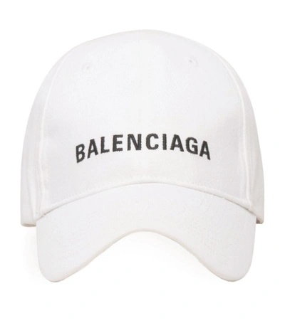 Shop Balenciaga Embroidered Logo Baseball Cap In White