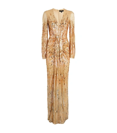Shop Jenny Packham Embellished Margot Gown In Gold