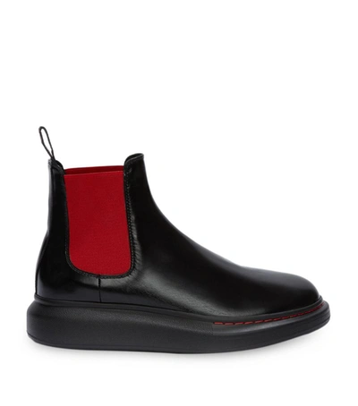 Shop Alexander Mcqueen Leather Oversized Hybrid Chelsea Boots In Black