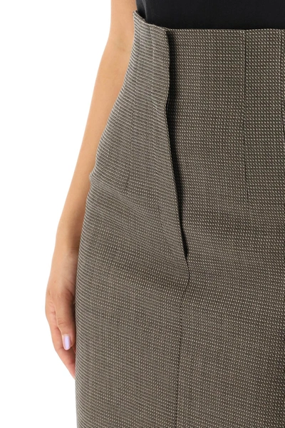 Shop Fendi High Waisted Midi Skirt In Wool In Brown