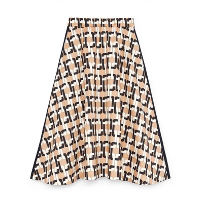 Shop G. Label Evie Mid Length Printed Skirt In Ivory,black,camel