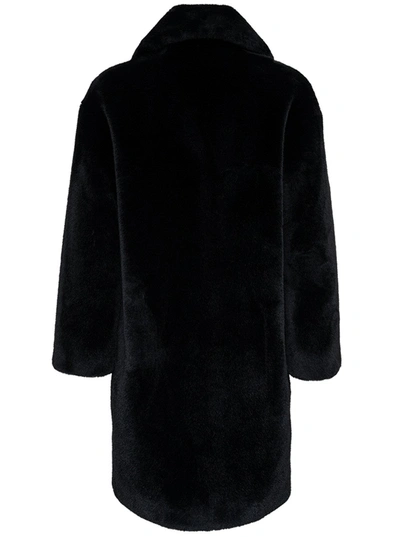 Shop Stand Studio Camille Synthetic Fabric Long Coat In Black