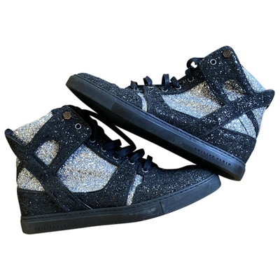 Pre-owned Philipp Plein Crystal Glitter High Trainers In Black