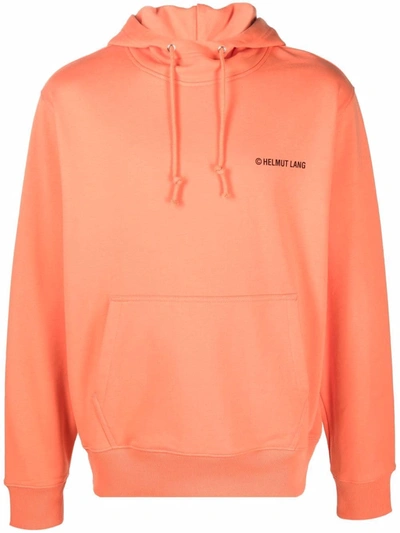 Shop Helmut Lang Logo-print Cotton Hoodie In Orange