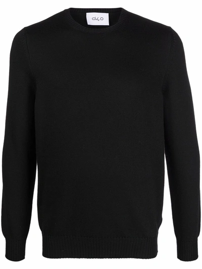 Shop D4.0 Crew-neck Wool Jumper In Schwarz