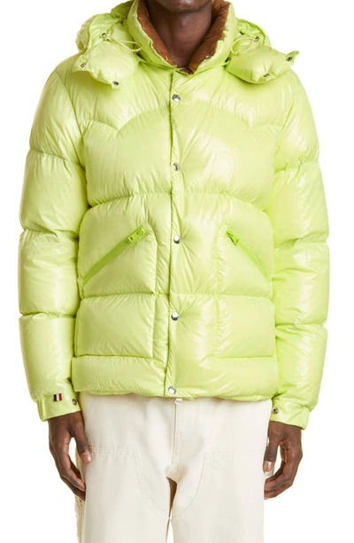 Shop Moncler Coutard Lacquered Down Jacket In Yellow