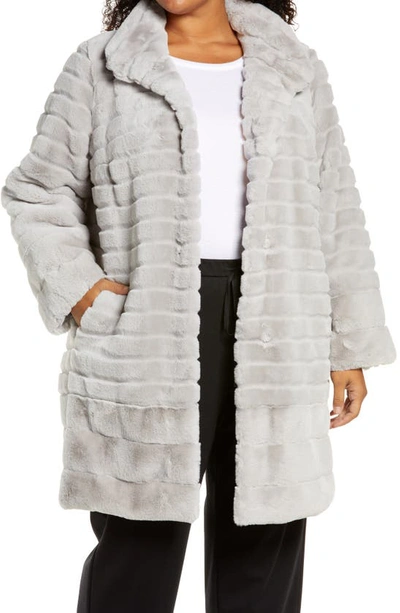Shop Gallery Faux Fur Swing Jacket In Grey