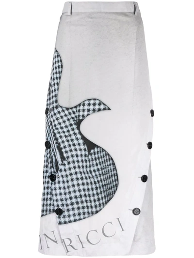 Nina Ricci Graphic-print Midi Skirt In Grey