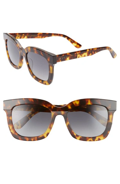 Shop Diff Carson 53mm Polarized Square Sunglasses In Amber Tortoise/ Steel Gradient