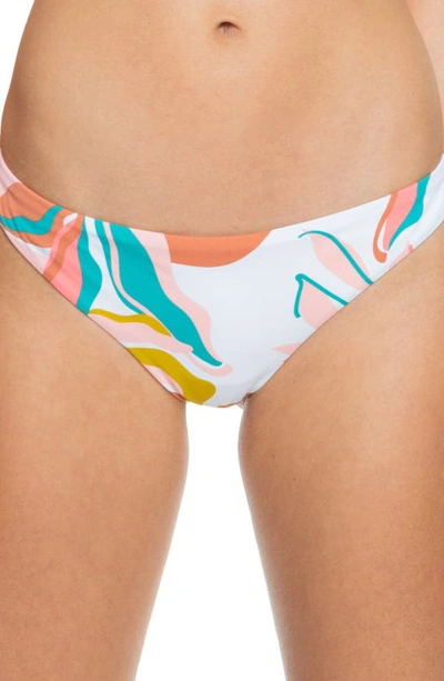 Shop Roxy Beach Classics Cheeky Bikini Bottoms In Bright White Paradiso Opt1
