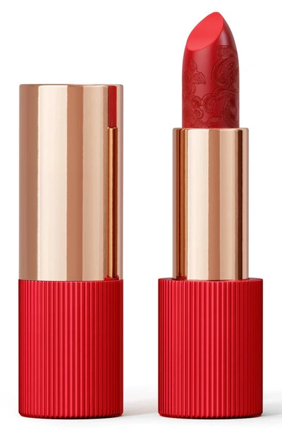 Shop La Perla Refillable Matte Silk Lipstick In Poppy Red