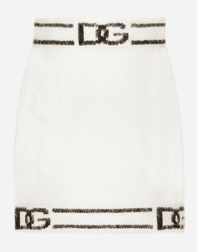 Shop Dolce & Gabbana Knit Miniskirt With Dg Intarsia In Multicolor