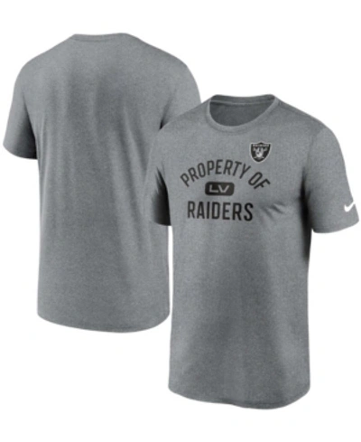 Nike Men's Heather Charcoal Las Vegas Raiders Property Of Legend Performance T-shirt In Heather Charcoal