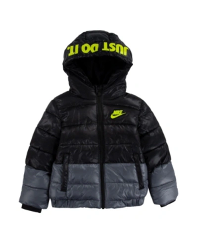 Shop Nike Little Boys Color Block Puffer Jacket In Black