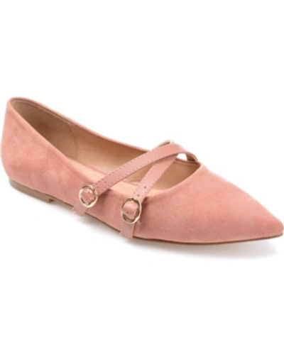 Journee Collection Womens Patricia Slip On Pointed Toe Ballet Flats In Blush