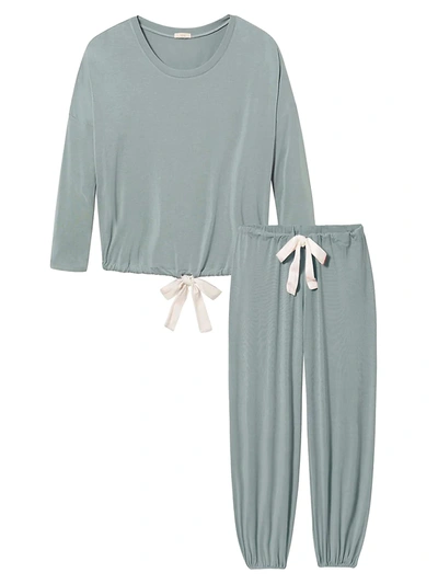 Shop Eberjey Gisele 2-piece Slouchy Pajama Set In Willow Green Bone