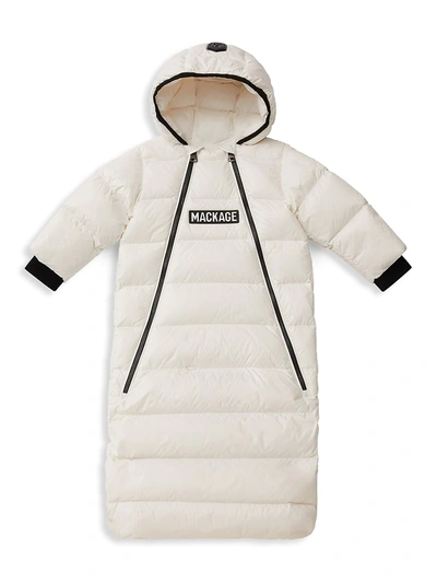 Shop Mackage Baby Girl's Allie Down Bunting Quilted Snowsuit In Off White