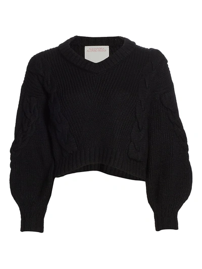 Shop Alejandra Alonso Rojas Asymmetric Cableknit Pullover In Black