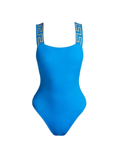 Shop Versace One-piece Swimsuit In Turquoise