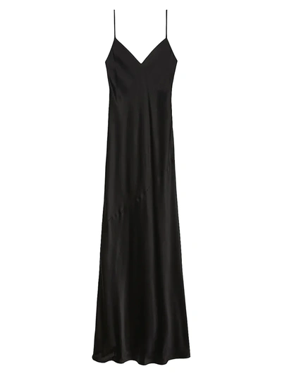 L'agence Seridie Mid-length Silk Slip Dress In Black