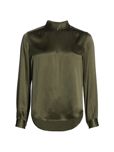Shop L Agence Women's Bianca Silk Charmeuse Blouse In Ivy Green