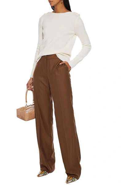 Shop Max Mara Camel Hair And Silk-blend Twill Straight-leg Pants In Brown