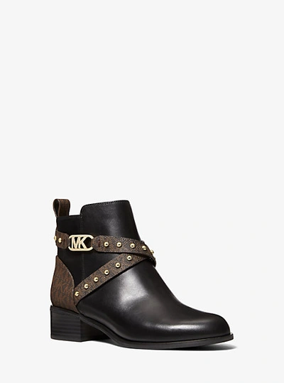 Kincaid Leather And Studded Logo Ankle Boot In Brown