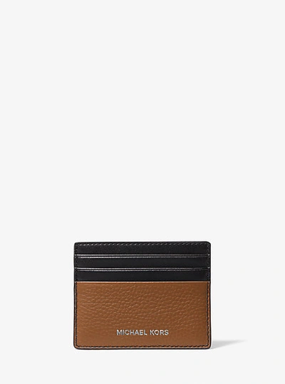 Shop Michael Kors Cooper Pebbled Leather Tall Card Case In Brown