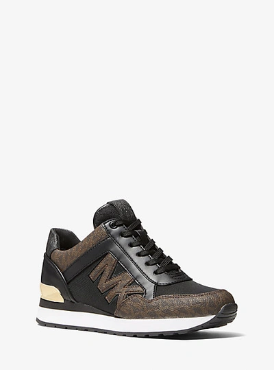 Shop Michael Kors Maddy Logo Trainer In Brown