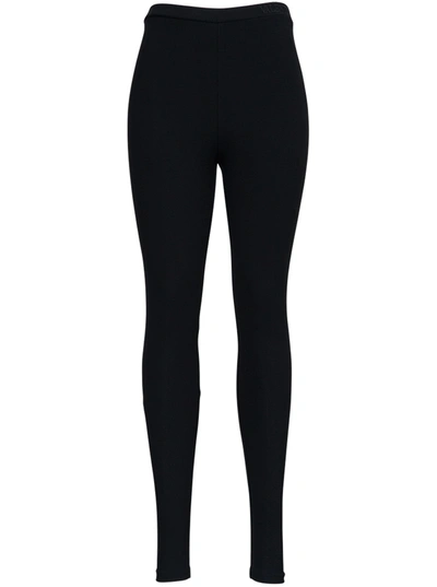 Shop Valentino Black Stretch Viscose Leggings With Logo