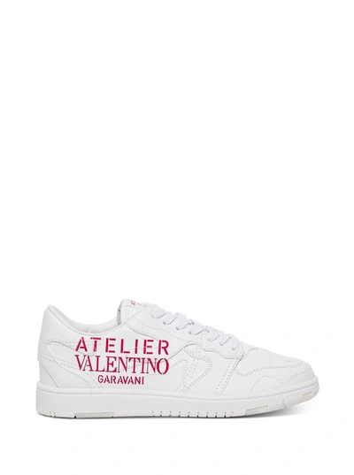Shop Valentino Low Top Atelier Edition Sneakers In White Leather