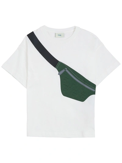 Shop Fendi Jersey T-shirt With Front Belt Bag Print In White