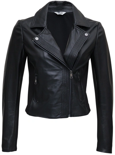 Shop Liu •jo Black Leather Jacket