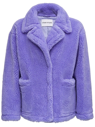 Shop Stand Studio Marina Teddy Purple Coat In Violet