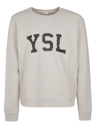 Shop Saint Laurent Chest Logo Print Sweatshirt In White