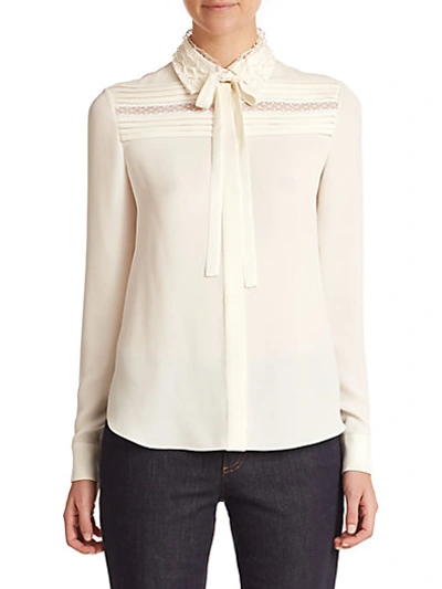 Valentino Silk Tie-front Blouse In Ivory