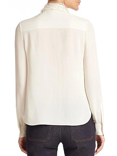 Shop Valentino Silk Tie-front Blouse In Ivory