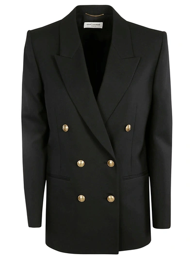 Shop Saint Laurent Regular Fit Double-breasted Dinner Jacket In Black