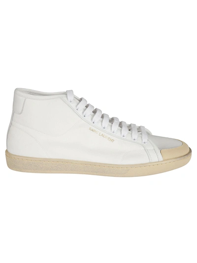 Shop Saint Laurent Sl39 Mid Top Sneakers In Off White