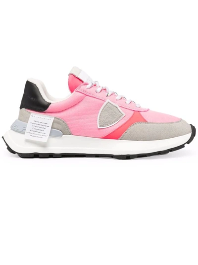 Shop Philippe Model Antibes Sneakers In Fuchsia Fluo Nylon Mesh In Fuxia