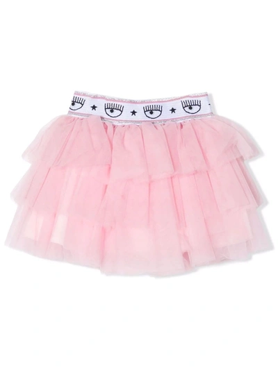 Shop Chiara Ferragni Light Pink Tiered Skirt In Rosa