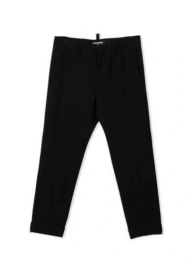 Shop Dsquared2 Black Virgin Wool Trousers In Nero