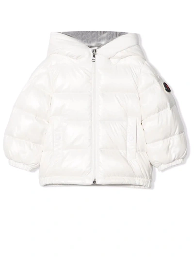 Shop Moncler White Quilted Down Jacket In Bianco