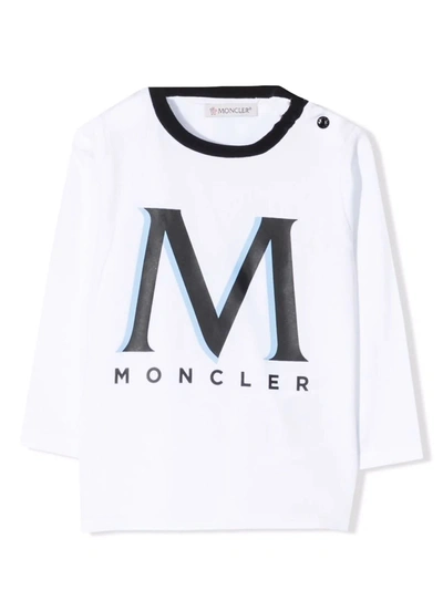 Shop Moncler White Stretch Cotton T-shirt In Bianco