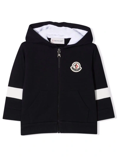 Shop Moncler Navy Blue Stretch-cotton Hoodie