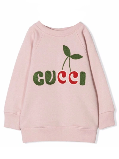 Shop Gucci Baby Cotton Sweatshirt With Apple In Rosa