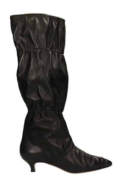 Shop Alchimia Low Heels Boots In Black Leather