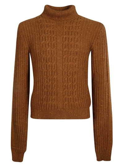 Shop Etro Rib Knit Woven Pullover In Brown