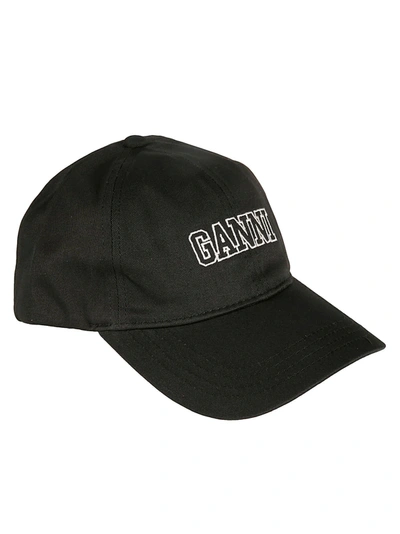 Shop Ganni Logo Embroidered Baseball Cap In Phantom